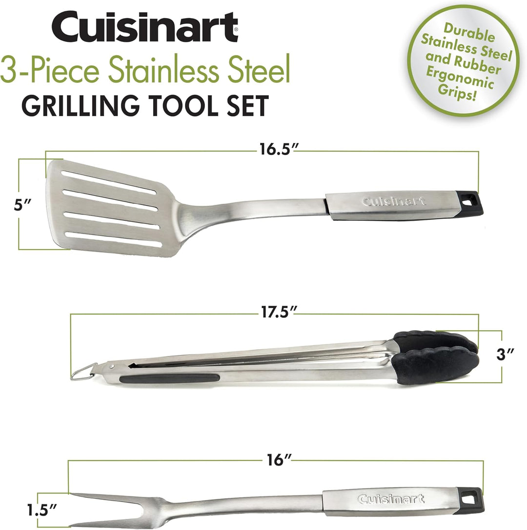 Cuisinart CGS-333 Profi-Grillwerkzeug-Set (3-teilig), Schwarz und Edelstahl