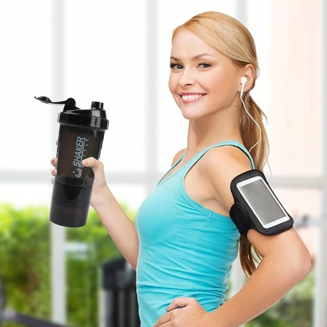 Shaker-Flasche – Protein-Shaker-Becher mit Aufbewahrungsfächern – auslaufsichere Workout-Shake-Flasc