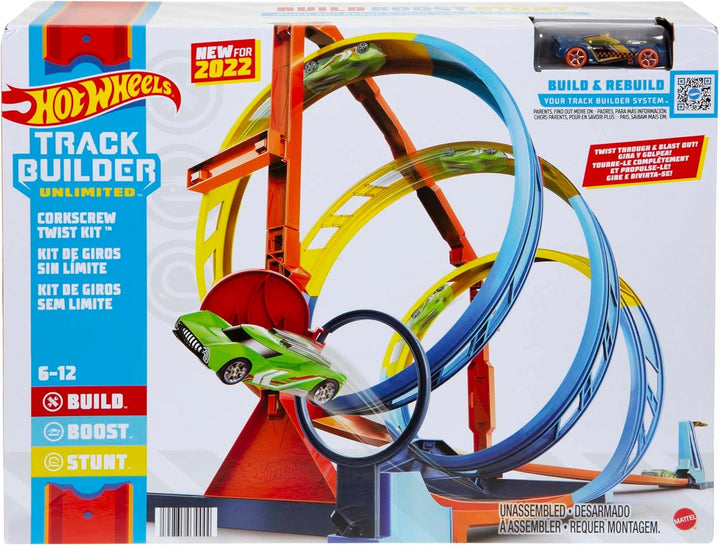 Hot Wheels HDX79 - Track Builder Unlimited Looping-Twister Set, innovativer Looping-Spielspass, 2 Sp