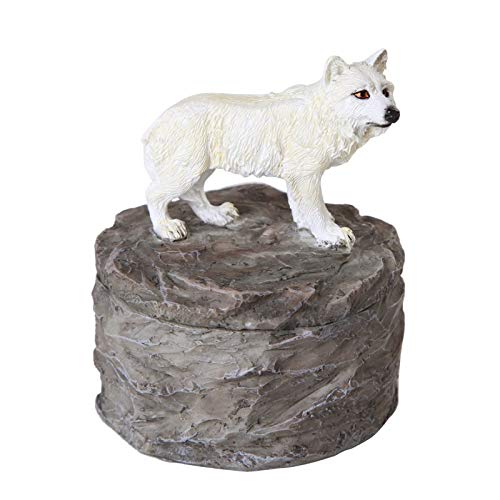 Pacific Giftware Lone Majestic Wolf Mini-Schmuckkästchen, Kunstharz, 8,9 cm hoch, Weiss Weisser Wolf
