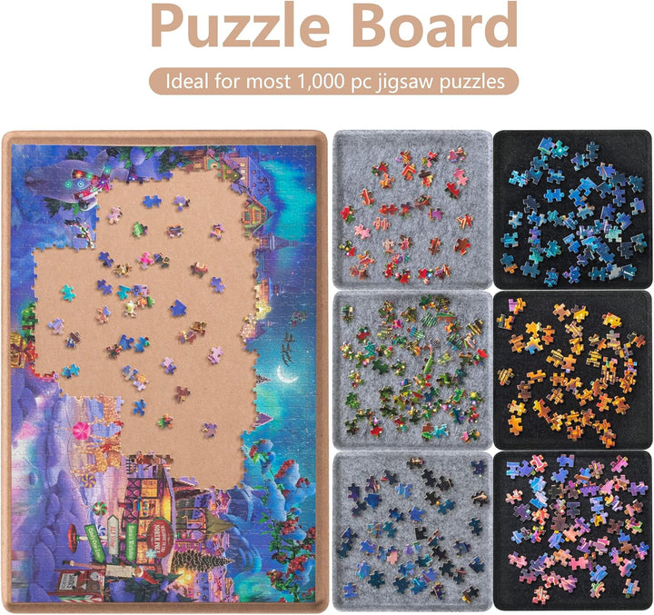 Lavievert Jigsaw Puzzle Brett zur Puzzle Aufbewahrung mit 6 Sortierfächern für bis zu 1000 Teile – K