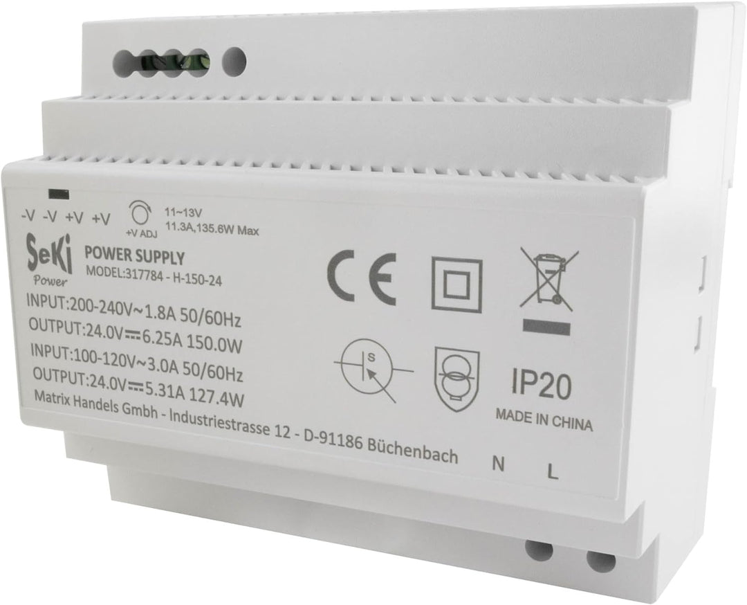 SeKi Hutschienen-Netzteil H-150-24 - 24V - 6,25A - 150W DIN Rail - DIN Schienen Netzteil/Stromversor