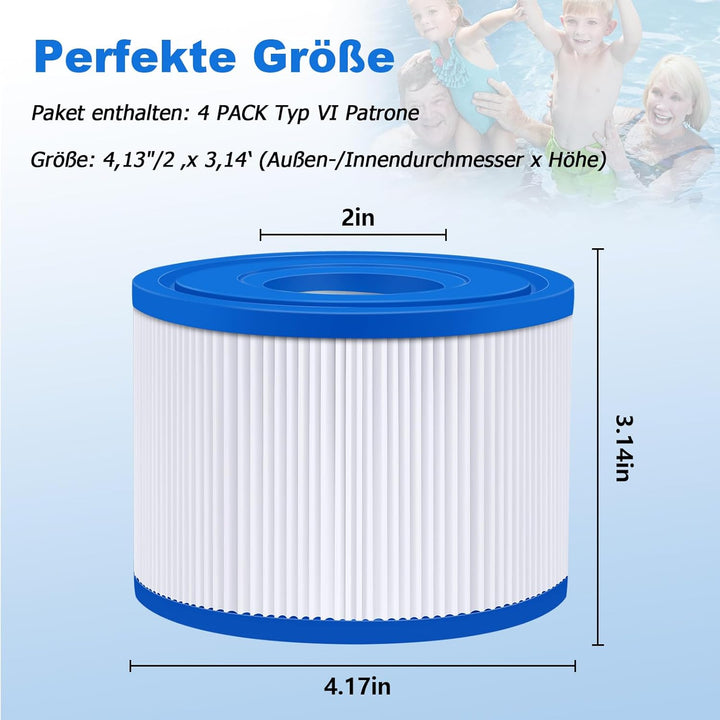 KGC 8 Stück VI Filter Pool, VI Filterkartusche Pool, Filter für Whirlpool, Aufblasbare Whirlpool-Fil