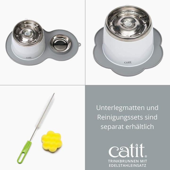 Catit Trinkbrunnen, für Katzen, mit Edelstahleinsatz, 2L, weiss 1 weiss, 1 weiss