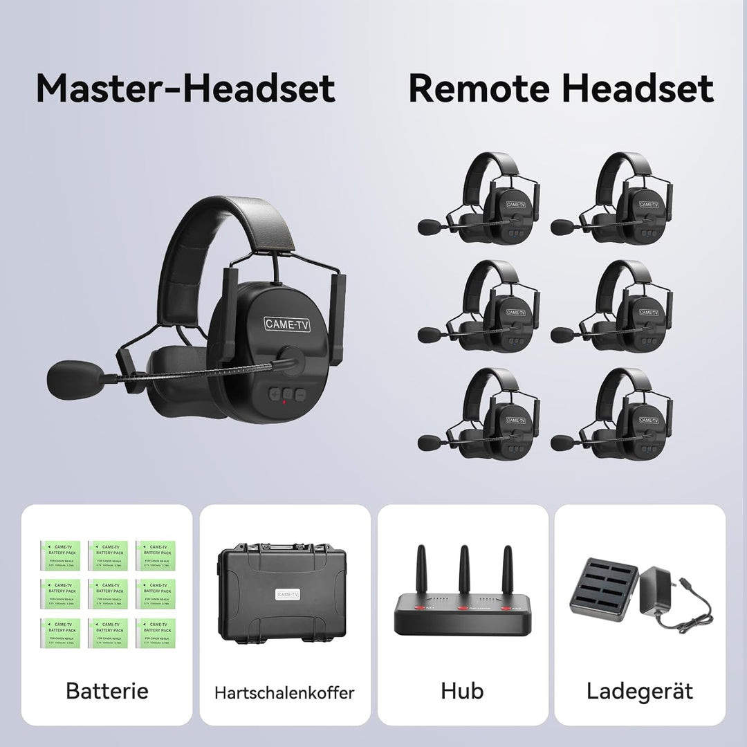 cametv 7er-Pack Kuminik8 1.9GHz drahtloses Intercom-Headset, Vollduplex-Intercom-Kommunikationssyste