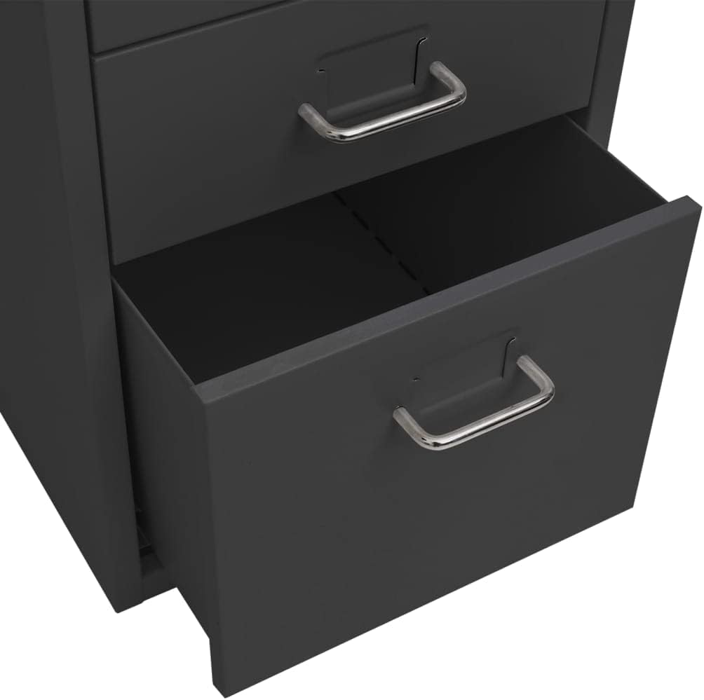 Myheimly Aktenschrank 5 Schubladenmit Rollen Anthrazit 28x41x69cm Aktenschrank mit Rollen Rollcontai