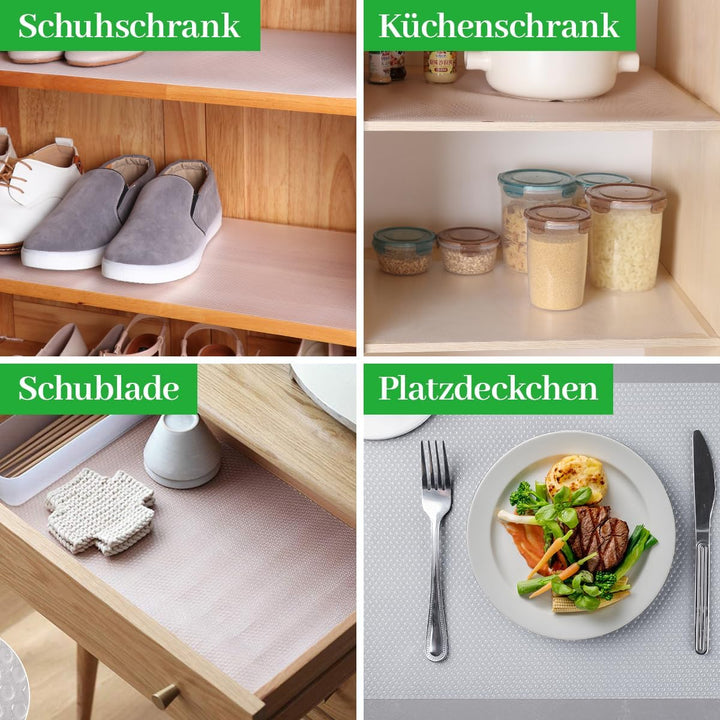 Zindoo Schubladenmatte 50x150cm 3 Rolle Antirutschmatte Zuschneidbar Schoner für Schublade Regal im