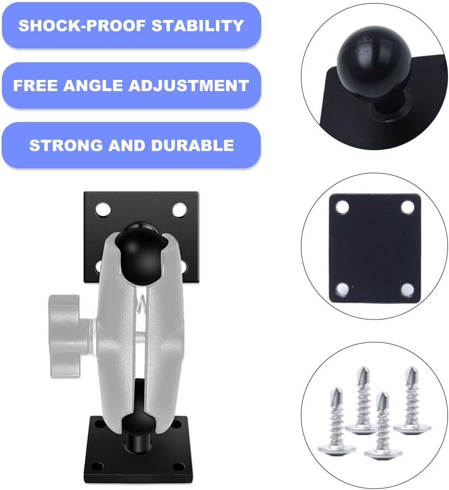 2 Stück 1 Zoll Handy Kugelverbindung mit Quadratischer Basis Kugelkopf Halterung Aluminium Handyhalt