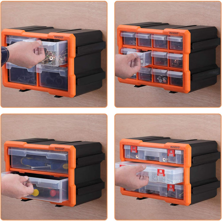MONZANA® Kleinteilemagazin Sortimentskasten erweiterbar 72 Fächer Sortierbox für Kleinteile Aufbewah