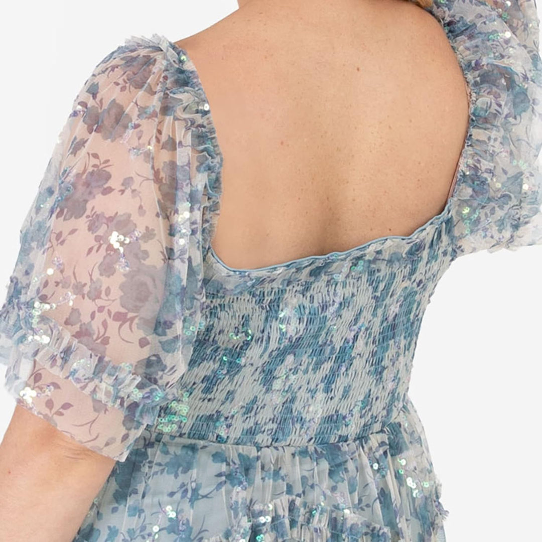 Lovedrobe Damen Womens Plus Size Maxi Dress for Ladies Short Flutter Sleeve Ruffle Pull On High Wais