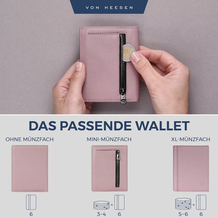 VON HEESEN® Leder Geldbörse Herren mit Münzfach &amp; RFID Schutz I Echtleder Geldbeutel für Männer &amp; Da