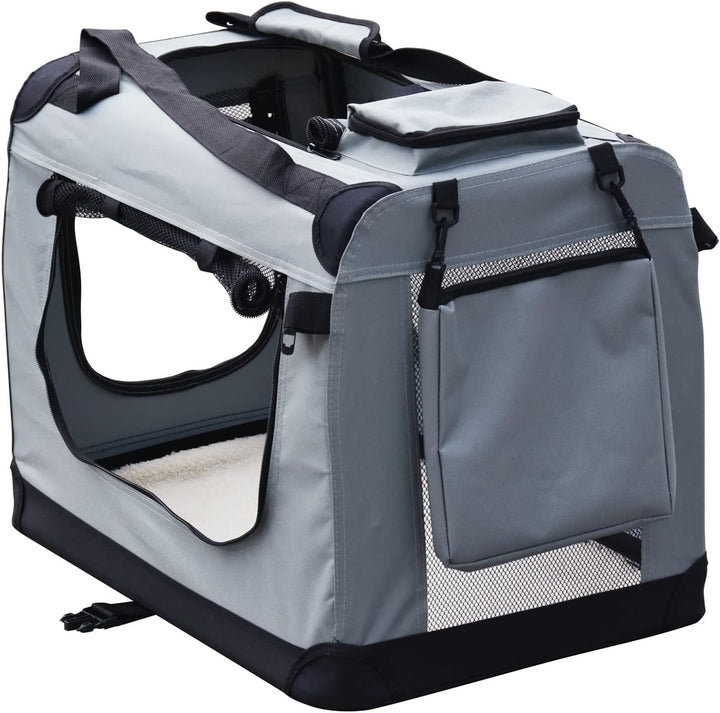Fudajo Faltbare Transportbox für Haustiere, Grösse S (50x34x36 cm), mit Tragegriff und Liegedecke