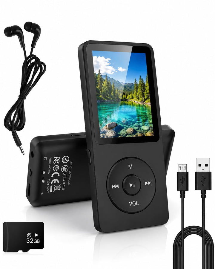 Bluetooth 5.0 MP3 Player mit 70 Stunden Wiedergabezeit, 32GB Speicher, Verlustfreier Klang, HD Lauts