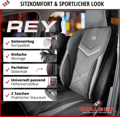 WALSER Sitzauflage Auto Rey, Sitzschoner Auto schwarz/grau, Universal Auto Sitzauflagen, Autositzauf