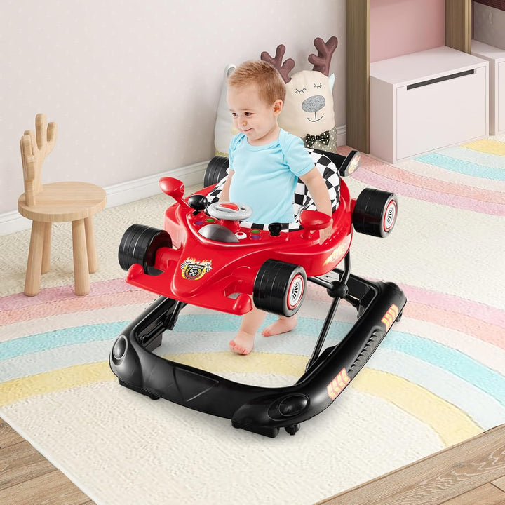 COSTWAY 4 in 1 Baby Lauflernhilfe, Lauflernwagen Autoförmig mit verstellbarer Höhen & abnehmbarem Sp