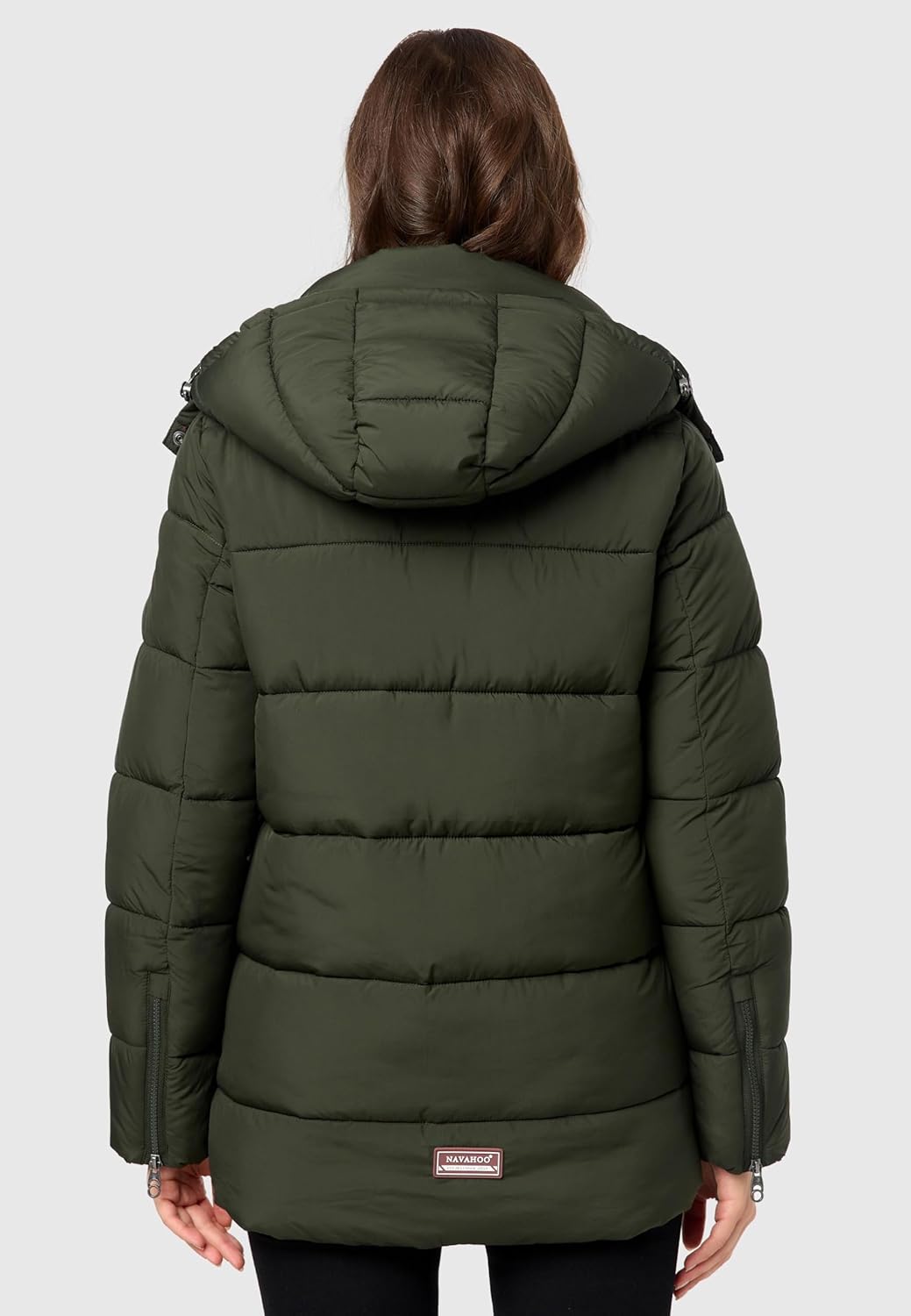 Navahoo Damen Kurze Winterjacke Steppjacke warm mit Abnehmbarer Kapuze aus recycelten Materialien Wa