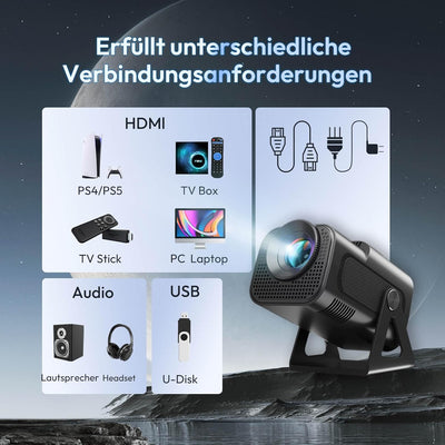 Smart Mini Projektor XGODY Gimbal5-Mini Tragbarer Android 11 HD Projektor Unterstützt 1080P 4K WiFi6