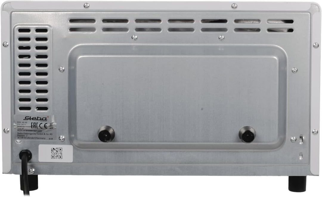 Steba Mini-Backofen mit 9 Liter Volumen, Pizzatiefe bis Ø 22 cm, Doppel-Glastür, Ober- und Unterhitz