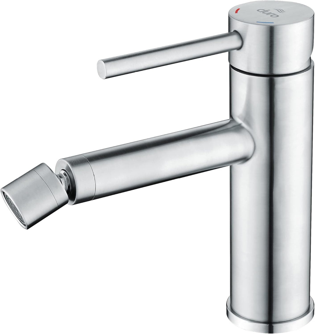 DURO Armatur Acero, für das Bidet, aus Gebürstetem Edelstahl, Wassersparend, Einhebel-Einloch-Wandba