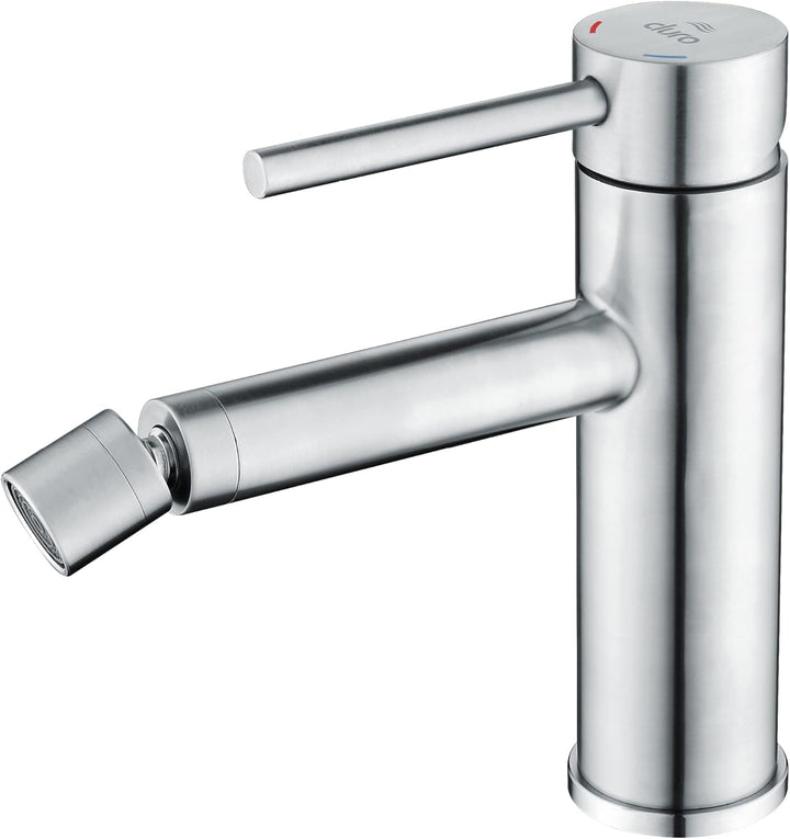 DURO Armatur Acero, für das Bidet, aus Gebürstetem Edelstahl, Wassersparend, Einhebel-Einloch-Wandba