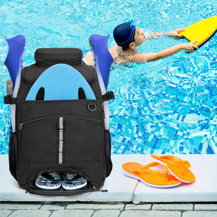 GOBUROS Schwimmrucksack mit transparenter PVC-Tasche separatem Schuhraum