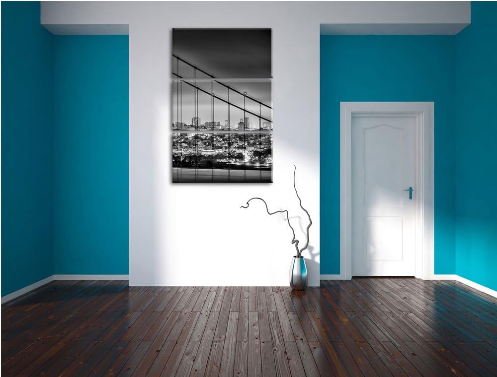 Pixxprint Monocrome, San Francisco Skyline 3-Teiler Leinwandbild 120x80 Bild auf Leinwand