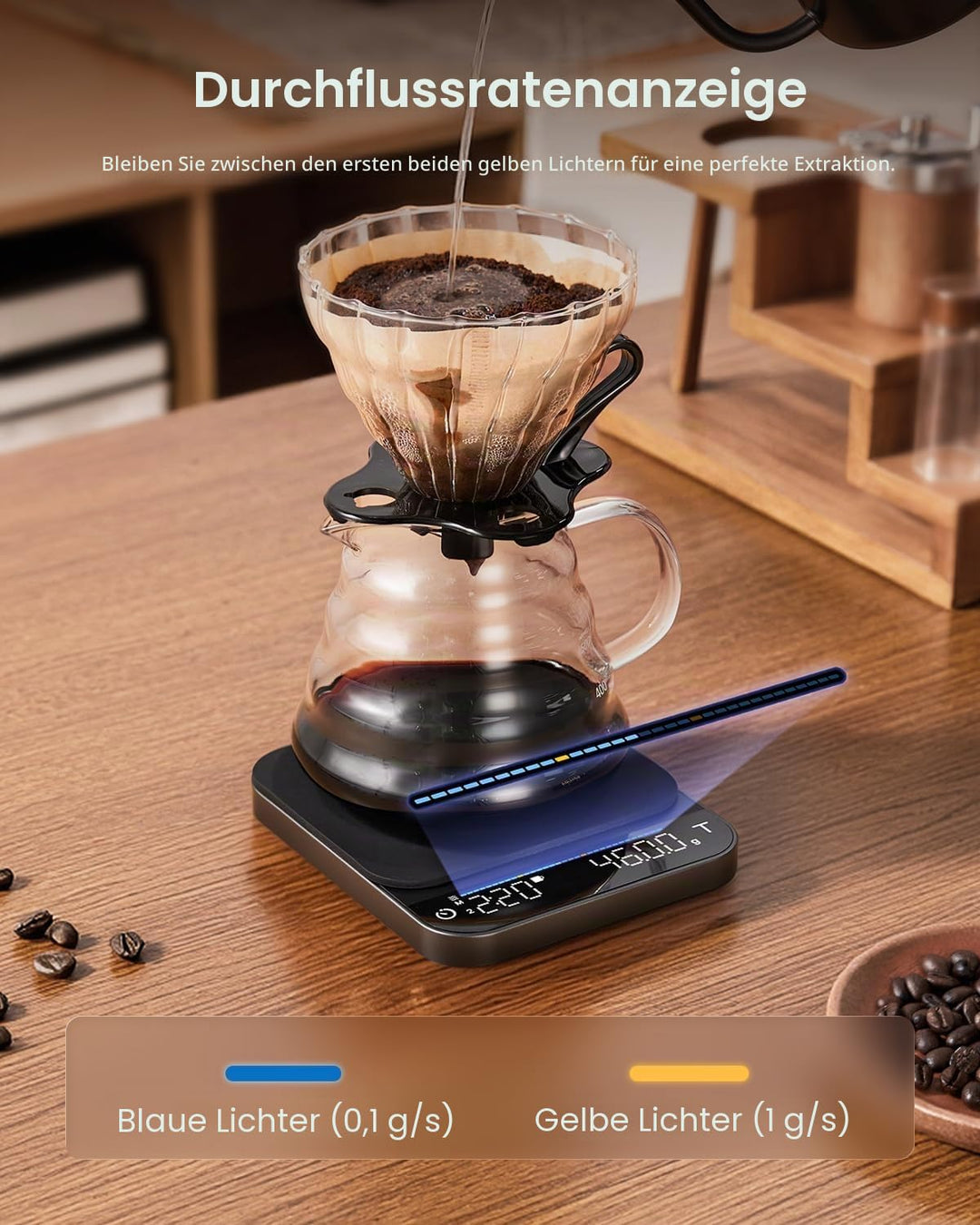 RENPHO Digitale Kaffeewaage mit Timer, Wiederaufladbare 0,1g/3kg Präzise Espressowaage mit Automatis