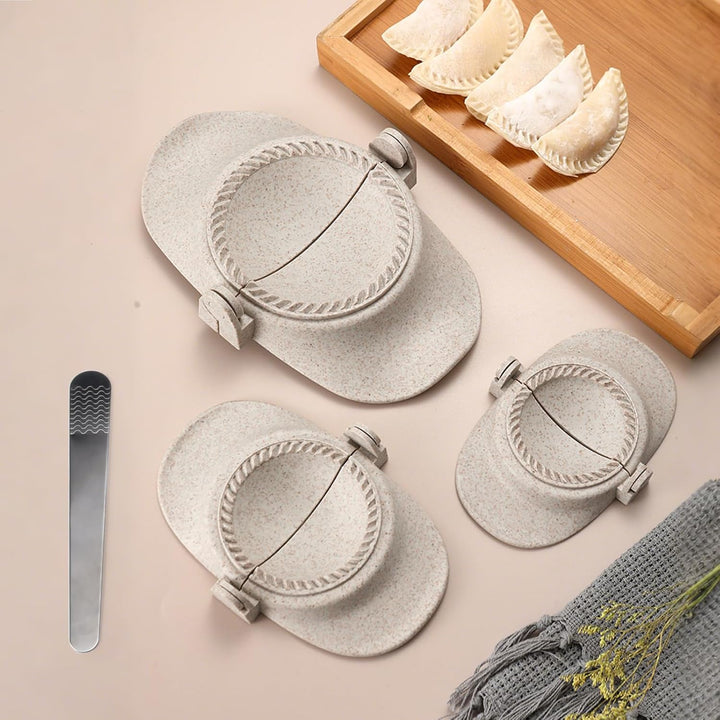 Dumpling Maker & Empanadas Maker Set - 3 Grössen Ravioli Former + Dough Cutter + Edelstahl Fülllöffe