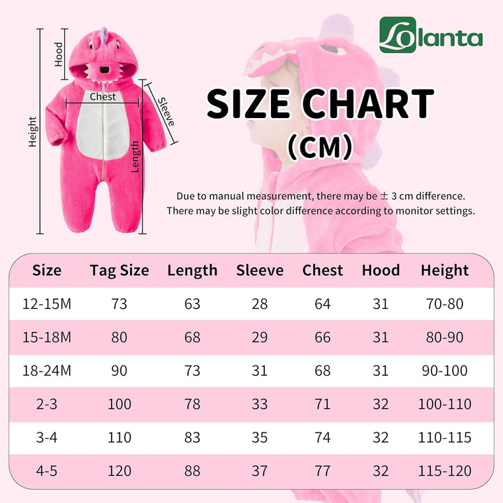 LOLANTA Baby Dinosaurier Drachen Kostüm mit Kapuze, Kinder Flanell Overall, Karneval Kostüm für Klei