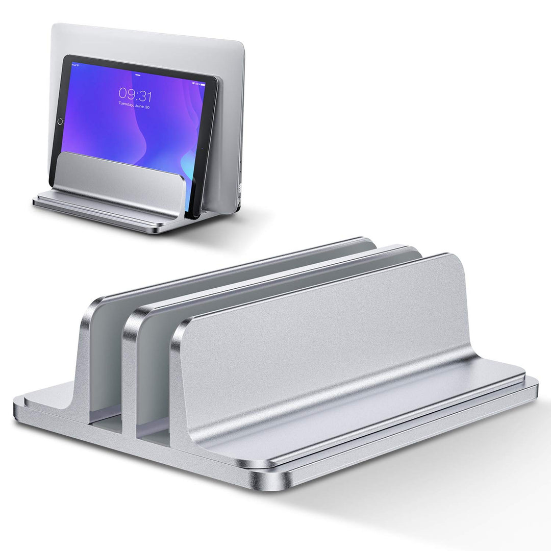 Bewahly Doppelt Vertikaler Laptop Ständer, Aluminium Verstellbarer Notebook Ständer Platzsparender H