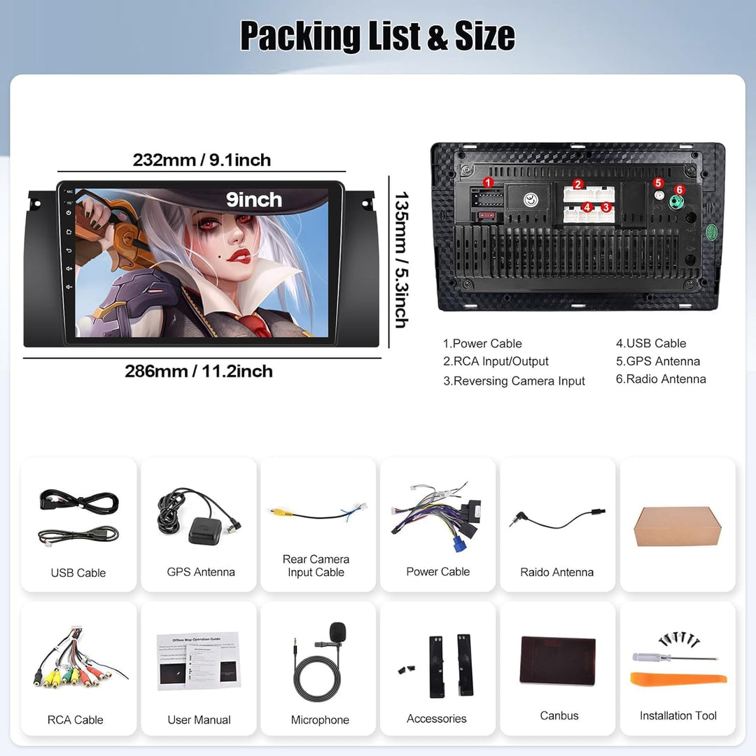 [4G+64G] CAMECHO Android 13 Autoradio f眉r BMW 5 E39 E53 M5 X5 (1996-2007) mit Carplay Android Auto N