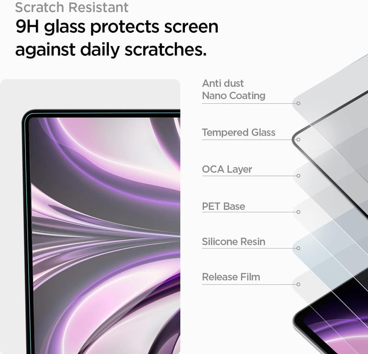 Spigen Glas.tR Slim Displayschutz für MacBook Air 13.6 Zoll mit M3/M2 Chip (ab 2022), Kristallklar,