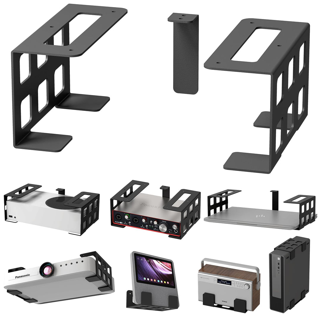 sciuU Universal Untertisch-/ Decken-/ Wandhalterung – für Geräte < 9cm Dicke /10kg – 2mm Edelstahlha
