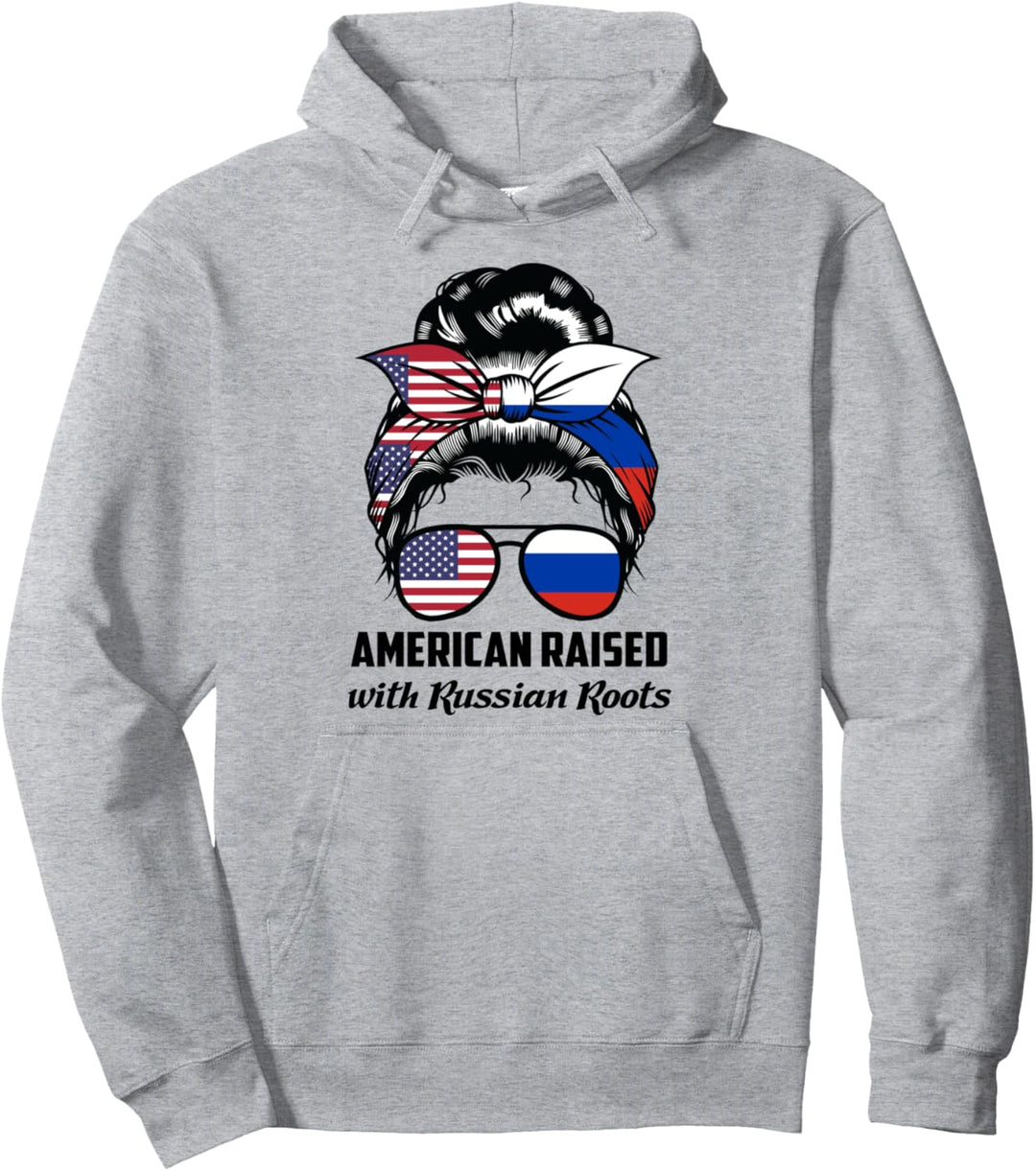 Amerikanische Flagge mit russischen Wurzeln Pullover Hoodie