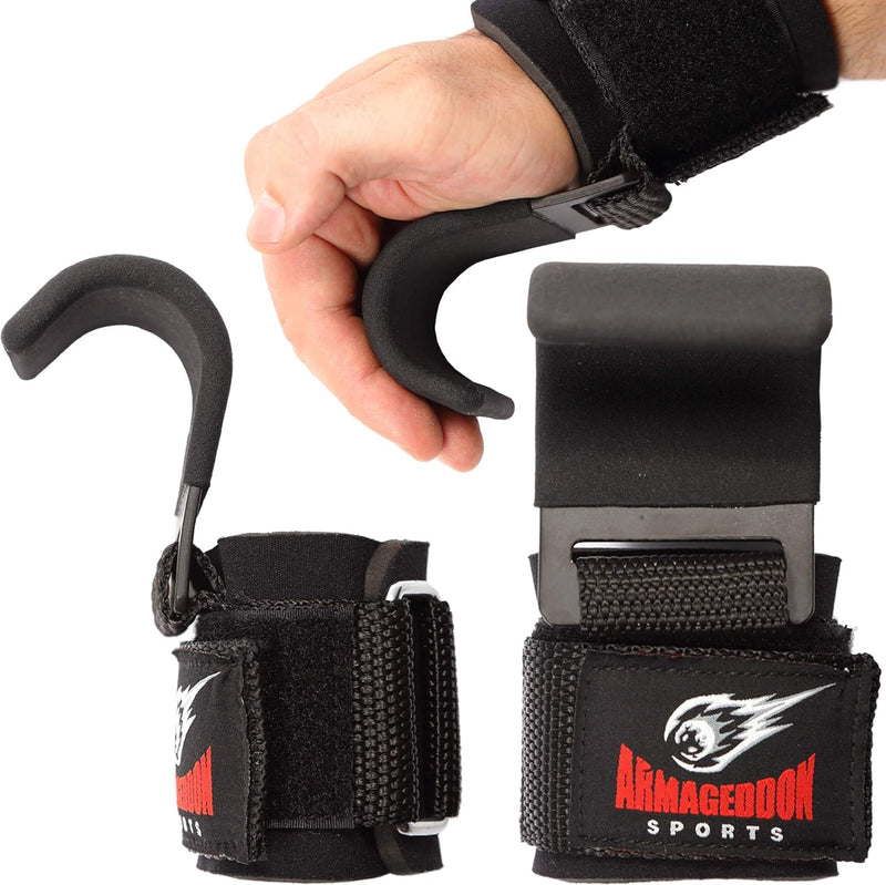 ARMAGEDDON SPORTS Latzughilfe Krafttraining Fitness Haken Zughilfen Lifting Straps Power Metallhaken