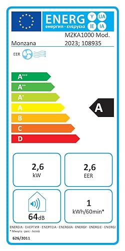 Monzana® Mobile Klimaanlage MZKA1000 9000BTU 4in1 WiFi App 2700W Fernbedienung Abluftschlauch Klimag