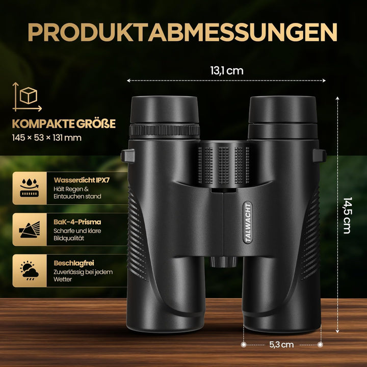Fernglas 10x42 für Erwachsene – HD BAK4 Prisma, FMC Mehrschichtvergütung, Wasserdicht IPX7 &amp; Beschla
