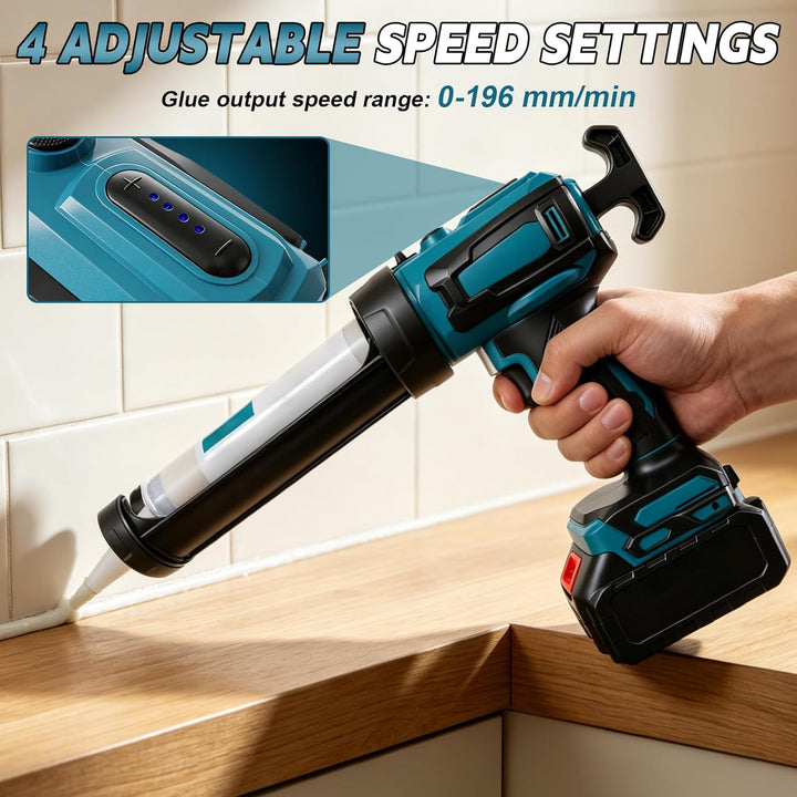 Akku Kartuschenpresse für Makita 18V, Anti-Tropf-Funktion &amp; LED-Licht, 4-stufige Geschwindigkeitsreg