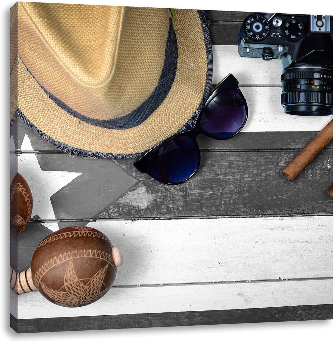 Pixxprint Stillleben Kubazigarren als Leinwandbild/Grösse: 70x70 cm/Wandbild/Kunstdruck/fertig bespa