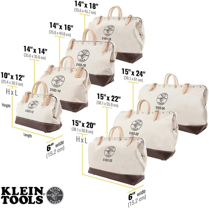 Klein Tools 5102-14 Werkzeugtasche aus Naturleinen, strapazierfähig, Werkzeugtasche, Mehrzwecktasche