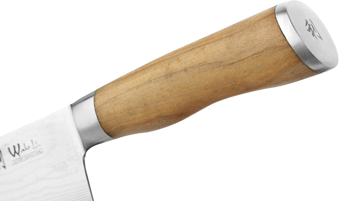 Wakoli Oliven Damastmesser - sehr hochwertiges Profi Messer mit Olivenholz Griff mit Damast Klinge,