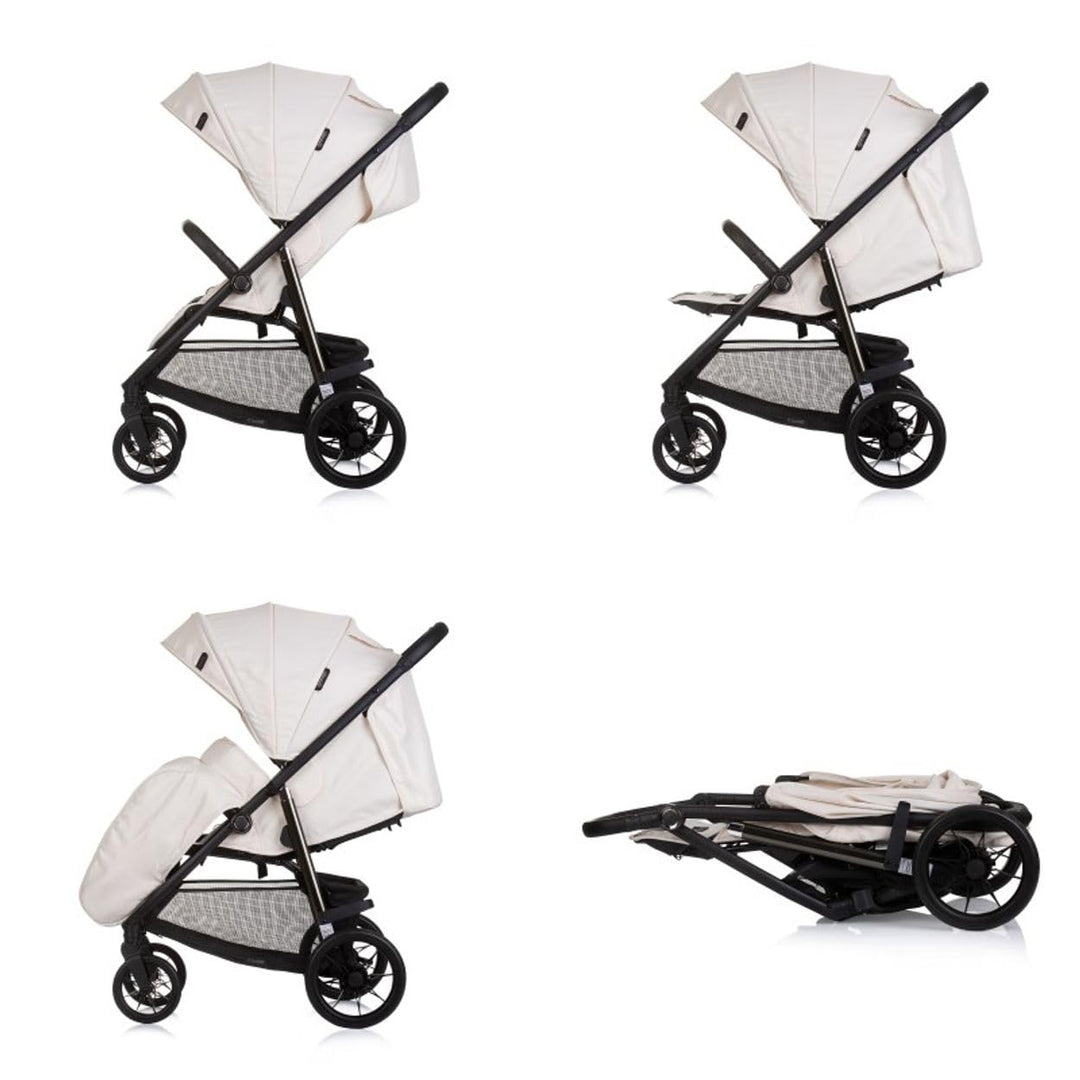 Chipolino Kinderwagen Buggy Insta, Fussabdeckung, Federung, Korb, Gurt, klappbar beige, beige