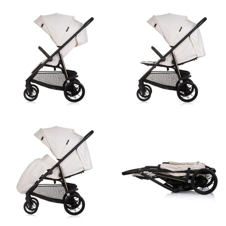 Chipolino Kinderwagen Buggy Insta, Fussabdeckung, Federung, Korb, Gurt, klappbar beige, beige
