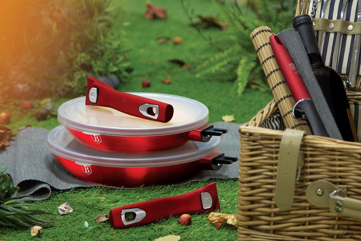 Berlinger Haus - BH/7053-5 PCS Frypan -Set mit abnehmbarem Griff, Ausgabe der Burgundy Metallic Line