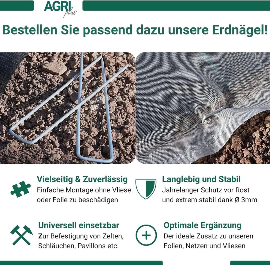 AGRI plus Gemüseschutznetz 2 x 50 m I Verschiedene Grössen I Reissfestes Kulturschutznetz I Transpar