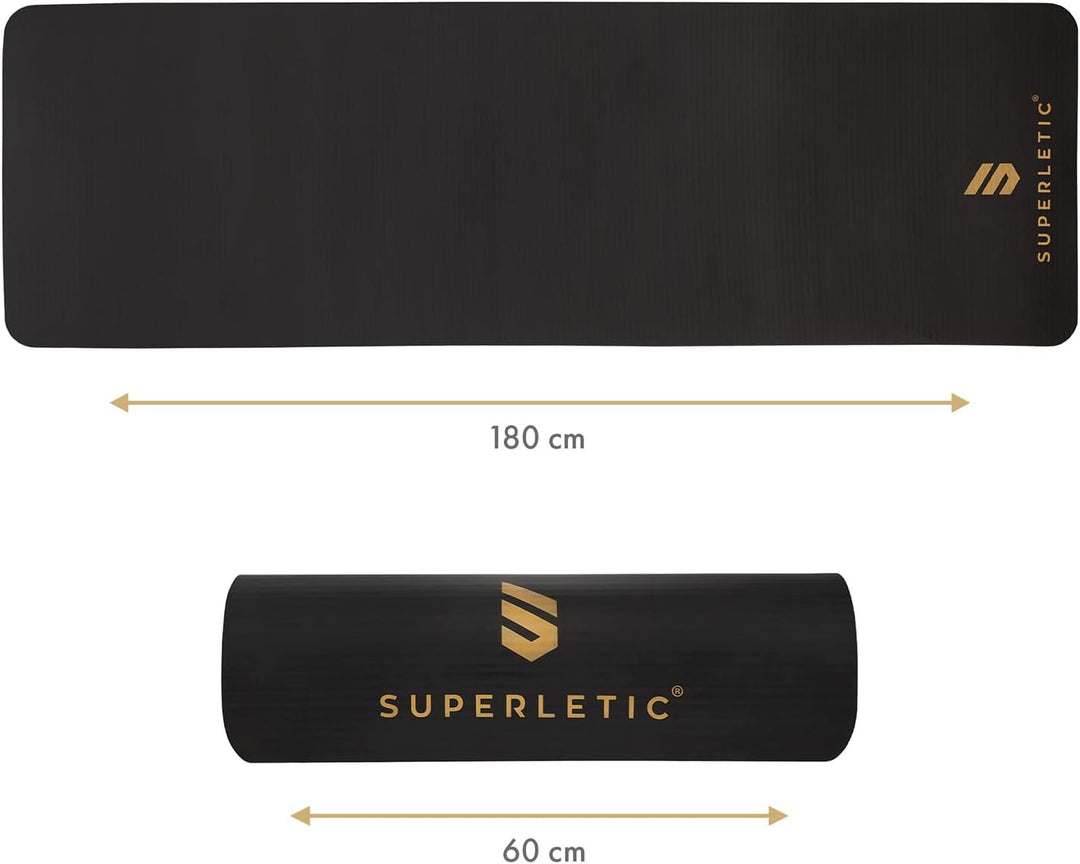 SUPERLETIC Yogamatte &amp; Gymnastikmatte - 0.8/1.0/1.5 cm Dicke,Sportmatte Rutschfest mit Tragegurt, Ha