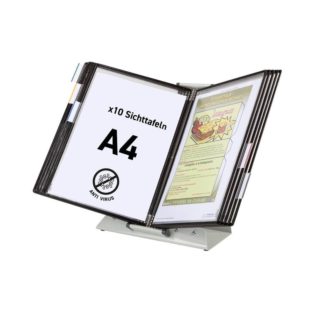 Tarifold Tischständer /434157 A4 schwarz PVC + Silber Ion Inh.10 Tafeln