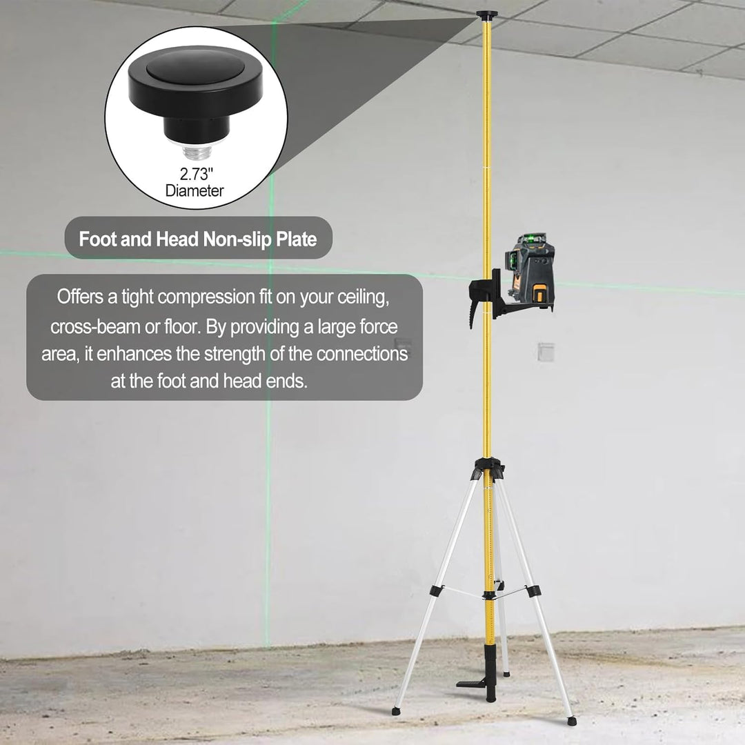 Teleskopstange Laser Stativ 3.7m/12ft für Kreuzlinienlaser mit 1/4"-20 Aussengewinde ＆5/8"-11 Gewind