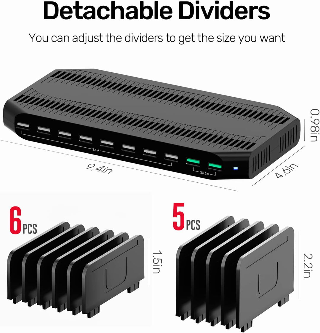 Unitek USB Ladestation für mehrere Geräte, Ladegerät Organizer Stand mit Teilern, QC 3.0-kompatibel
