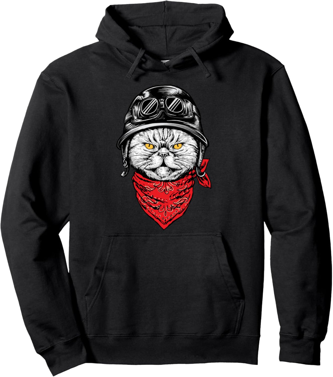Biker Katze - Chopper Biker Motorrad Motorradfahrer Pullover Hoodie